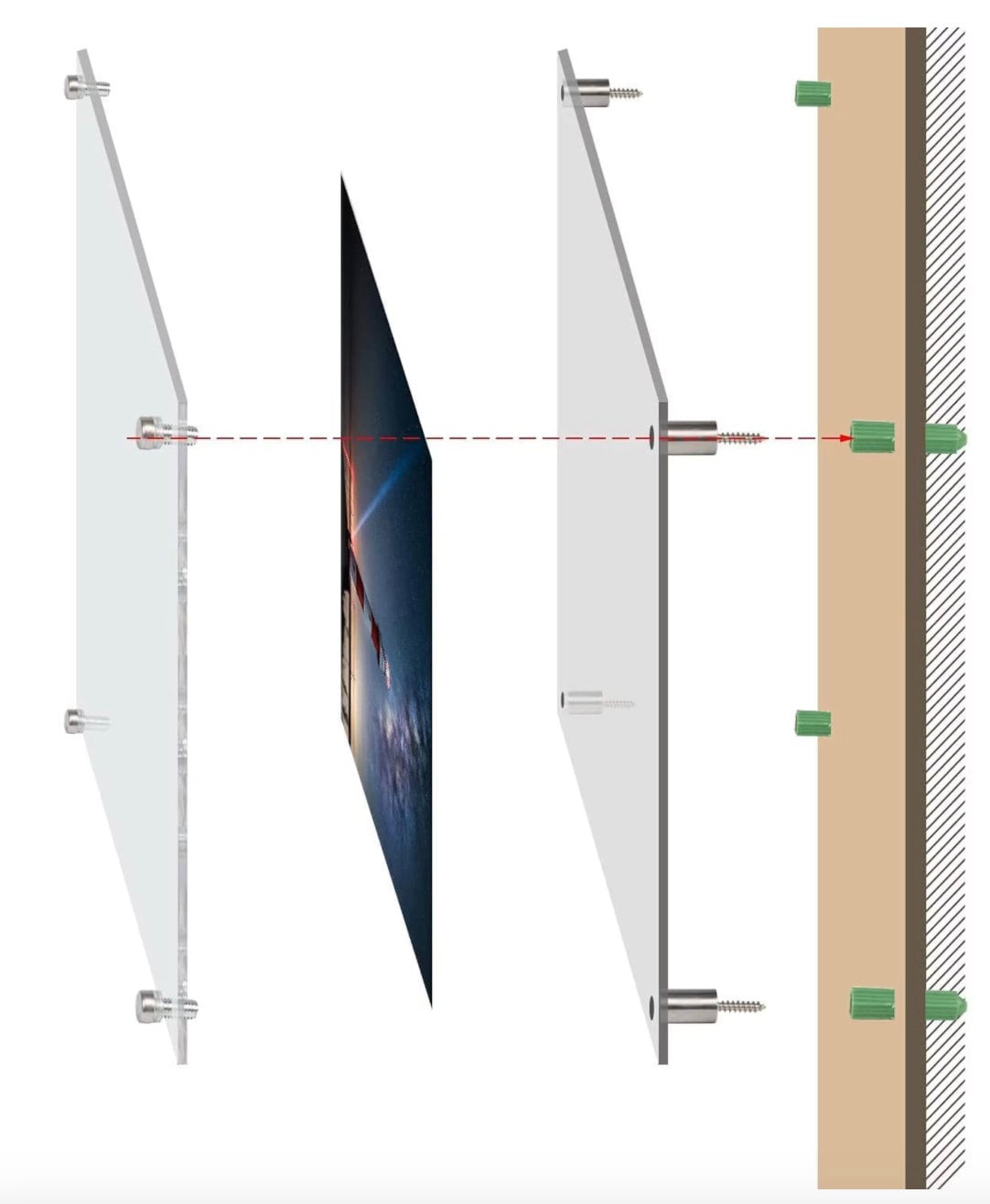 Double Panel Acrylic Frame, Floating Frames for Pictures, Wall Mount