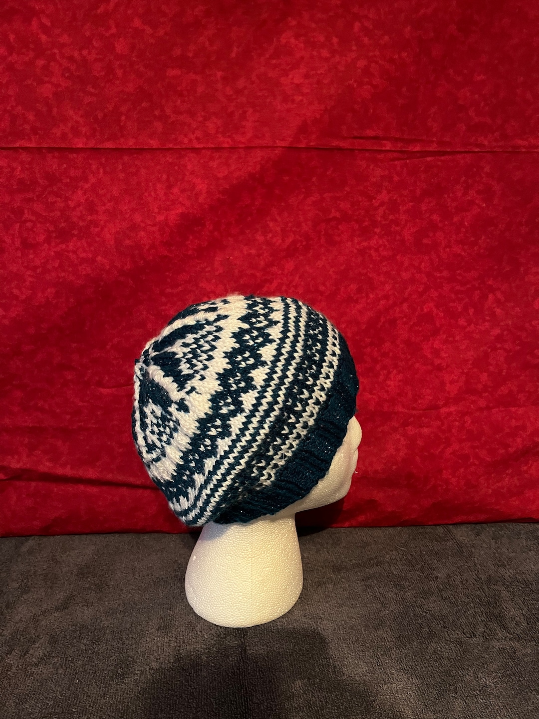 Blue and White Fair Isle Hat - Etsy