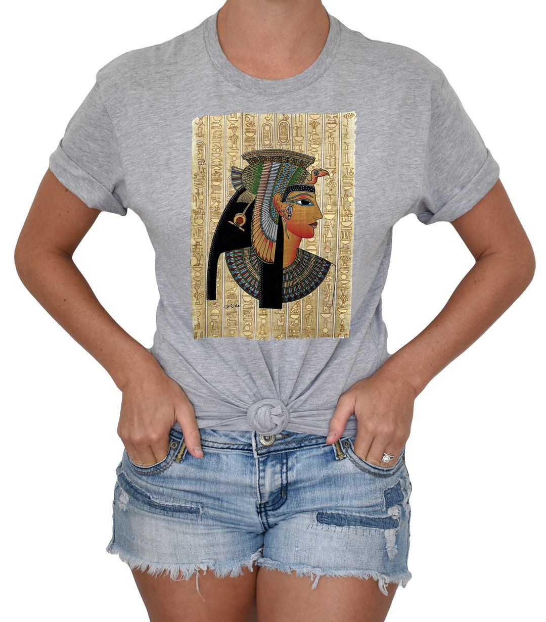 Queen Cleopatra Tshirt Hieroglyphics Background Papyrus Etsy