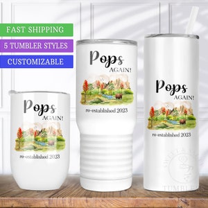 Pops Again Tumbler, Grandpa Pregnancy Announcement Gift, 2nd Pregnancy Baby Reveal, Third Pregnancy Announce, Grandparents Gifts
