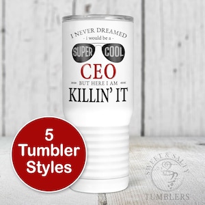 Funny CEO Gift for Boss Chief Executive Officer Tumbler, Super Cool CEO Appreciation Thank You Coworker Christmas Birthday Gift for Men