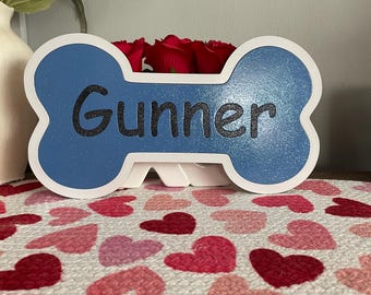 Dog bone sparkle name sign