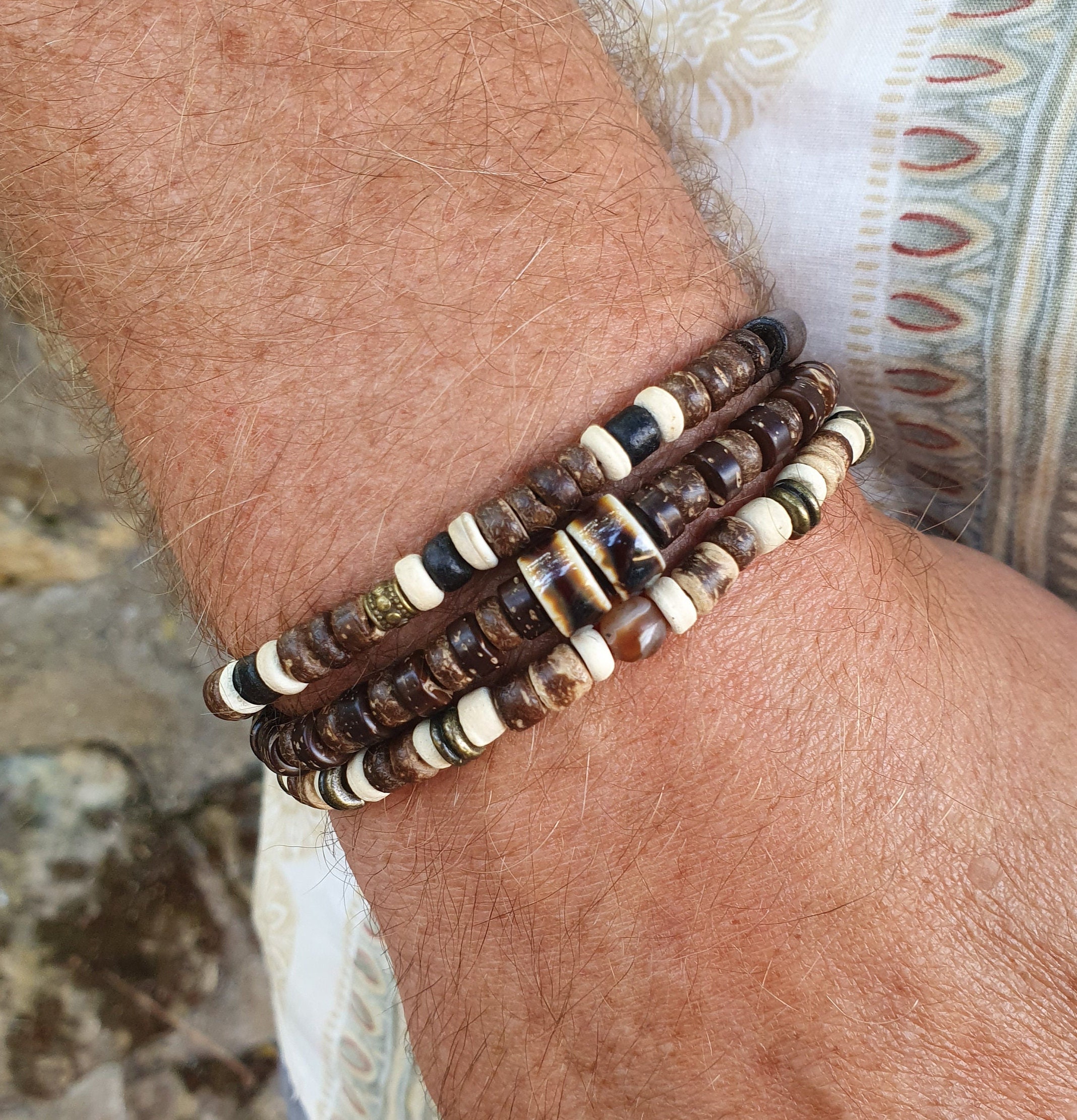 Men's Reddish Brown Wooden Bead Bracelet – Seahorsegal Designs