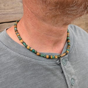 Herren Sea Green Edelstein Perlen Halskette - Ethno-Stil Schmuck