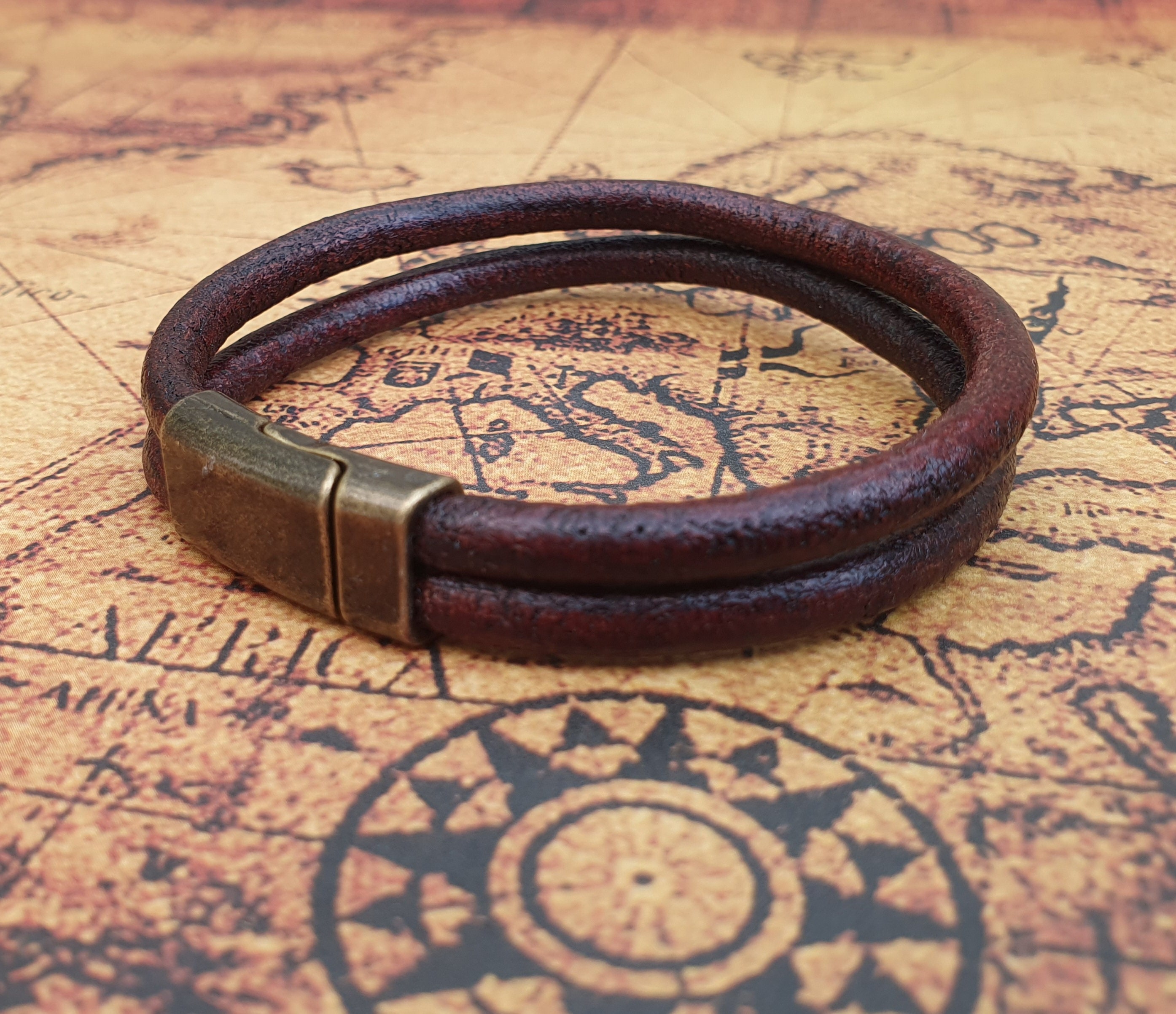 Men's Genuine Leather Bracelet Brown Bracelet for Men Etsy UK