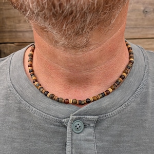 Men&#39;s Brown And Cream Coconut Shell Surfer Necklace - Handmade Ethnic Style