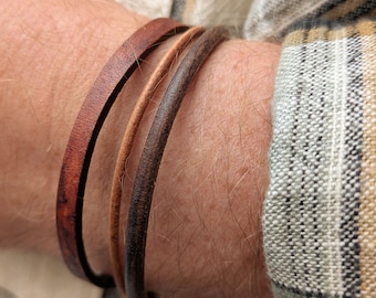 Men&#39;s Brown Multi Strand Genuine Leather Bracelet - Rugged Earthy Jewellery
