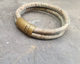 Men&#39;s Vintage Style Blue Cork Bracelet | Rustic Wristband
