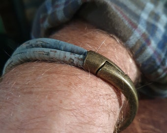 Mens Blue Cork Bracelet | Chunky Retro Style
