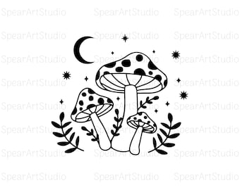 Paddestoel SVG, mystieke paddestoel SVG, paddestoel clipart, magische paddestoel SVG, Boho paddestoel clipart, paddestoel shirt SVG, schattige paddestoel SVG