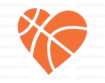 Basketball Heart SVG, Basketball Silhouette, Basketball Ball SVG, Basketball Shirt Svg, Basketball Outline, Cut Files Basketball, PNG&Jpeg