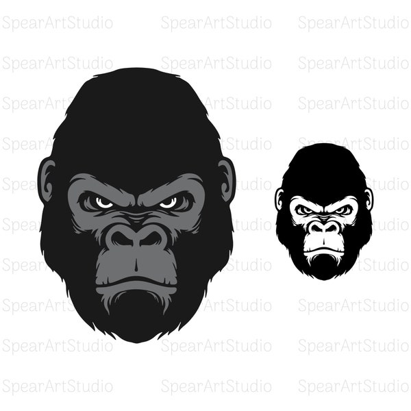 Gorilla SVG File, Gorilla Head SVG, Gorilla Clipart, Gorilla Head Clipart, Cricut, Clipart, Cut file, Svg file for cricut, Gorilla design