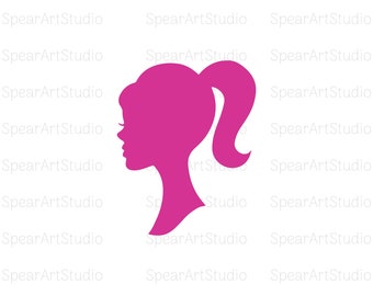 Doll head svg, woman head svg, doll svg, doll clipart, doll silhouette, woman silhouette, ponytail svg, doll head cricut silhouette svg file