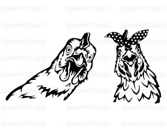 Funny Chicken Svg, Chicken Svg, Farm Life Clipart, Funny Chicken Silhouette, Funny Animal, Cricut, Digital Download, Svg, Png, Jpeg, Pdf, Ai