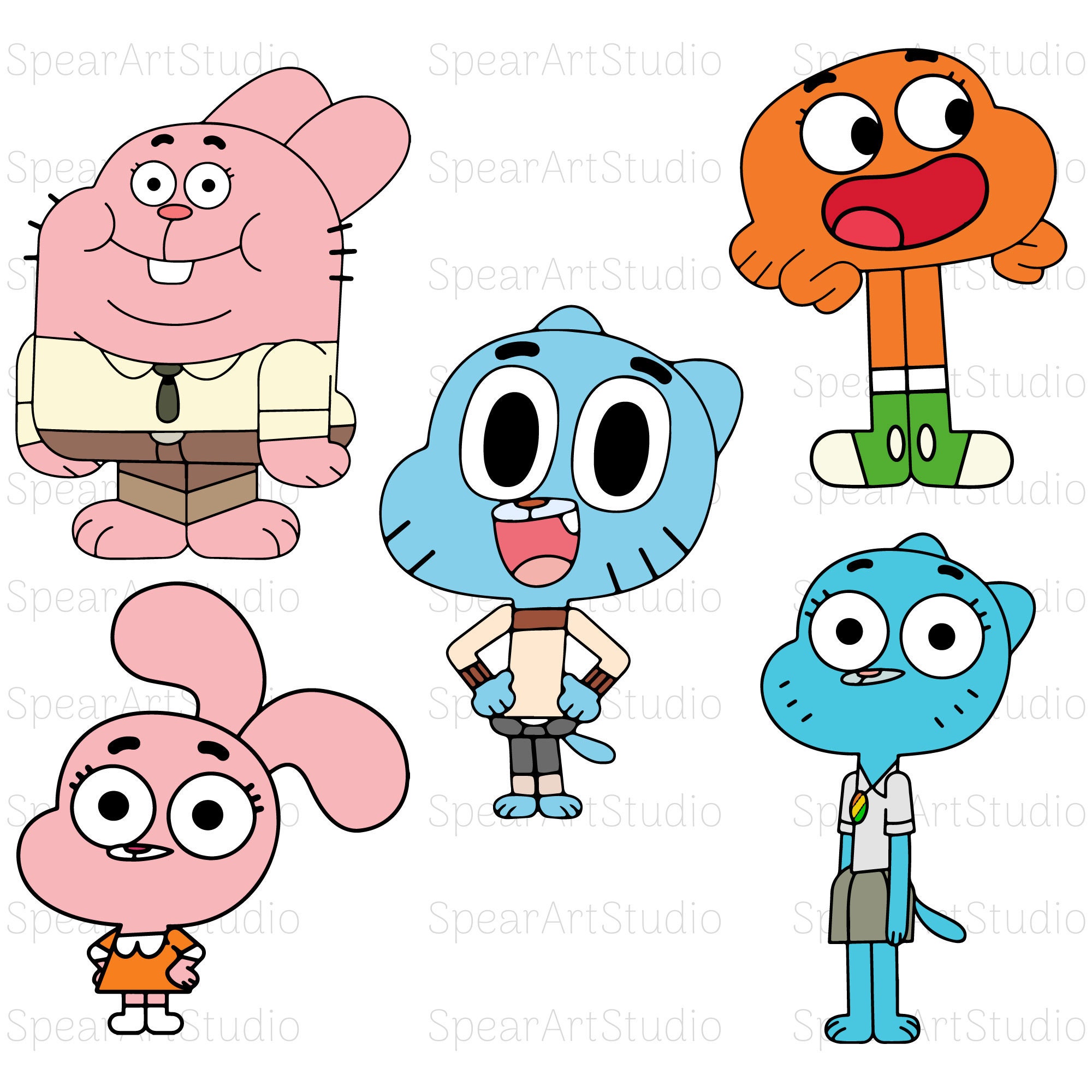 Gumball Watterson Clipart and Darwin Watterson Cartoon Characters PNG  High-quality, Vector Images Instant Download 