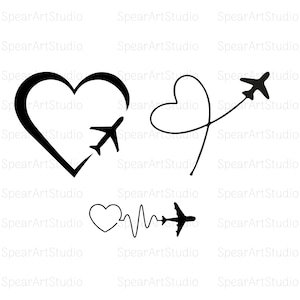Flugzeug Bundle SVG PNG Clipart, Reisen svg, Liebe reisen, digitale Clipart, Gepunktete Linie svg, Instant download, Pdf • Ai • Jpg