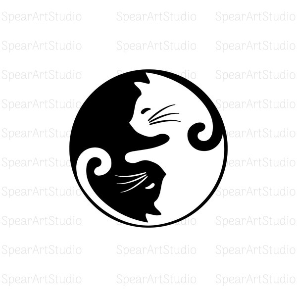 Yin Yang chats SVG, Ying Yang Svg, chat Svg, animaux amour, fichiers coupés, Cricut, Silhouette, Clipart, vinyle autocollant | Svg • PNG • Jpeg • Pdf • Ai