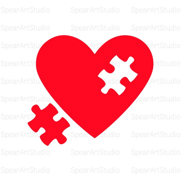 Puzzle Heart SVG - Puzzle Heart Clipart, Valentine's Day, Shirt Design, Digital Download, Clip art, File for Cricut, Silhouette, PNG&Jpeg