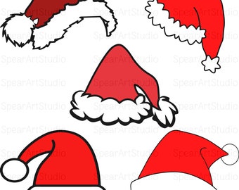 Santa Hat SVG, Cristmas Hat Layered cut file, Christmas SVG, Xmas Clipart, Holiday Winter Kid Shirt Silhouette Cricut Vinyl