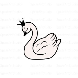 Swan, Princess, Crown, Kids, Instant Download, SVG, T-Shirt Transfer, Silhouette, Digital Download, Png • Pdf • Ai • Jpeg