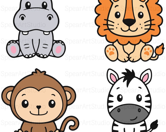 Safari Animals Outline SVG Cut File Cricut Silhouette Cute African ...