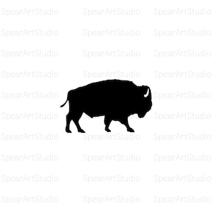 Animal Clipart: Simple Easy Black Solid Buffalo or Bison Silhouette - Change Color with Your Own Software - Digital Download svg png ai pdf