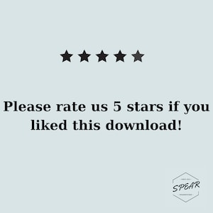 May include: Five black stars with the text "Please rate us 5 stars if you liked this download!" and the logo "SPEAR" with the text "SINCE 2023" and "SPEARSTUDIO.COM".