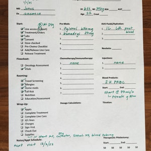 Infusion report sheet