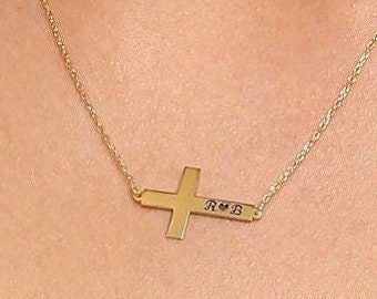 Kreuz Halskette, Seite Kreuz Halskette, religiöser Schmuck, Kreuz Halskette, Seite Kreuz Schmuck, Weihnachtsgeschenk für Mutter