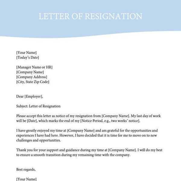 Letter of Resignation