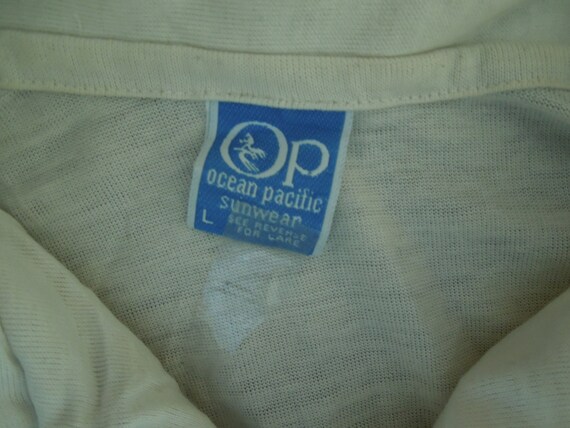 Vintage Ocean Pacific Wood Button Surf Polo Shirt… - image 3