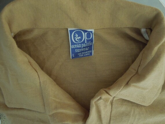 Vintage Ocean Pacific Wood Button Surf Polo Shirt… - image 3