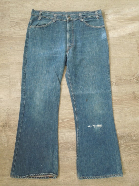 34 Vintage Levis Flared Orange Tab Jeans 34x32.5 
