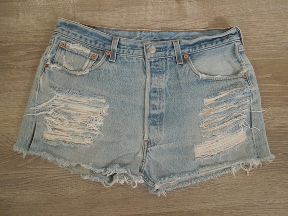 Vintage 501 Levis High-waist Denim Shorts Red Tag… - image 1