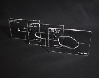 Guitar Pickup Routing Template Set of 3 - Humbucker Single Coil and P90 Router Guides - 3/8 inch Cast Acrylic