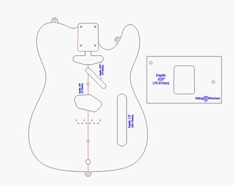 Telecaster Body and Neck Pocket Routing Template Set - Tele Guitar Router Guides - 3/8 inch Cast Acrylic