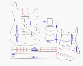 Stratocaster Routing Template Set - Strat Body Neck and Pickguard Router Guides - 3/8 inch Cast Acrylic