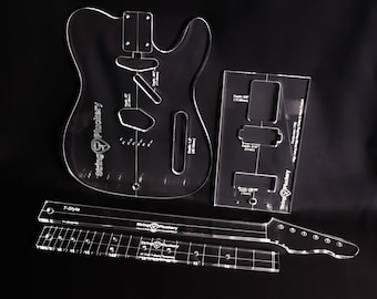 Telecaster Routing Template Set - Tele Body Neck and Pickguard Router Guides - 3/8 inch Cast Acrylic