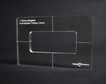 7 String Soapbar Pickup Routing Template - Extended Range Guitar Router Guide - 3/8 inch Cast Acrylic