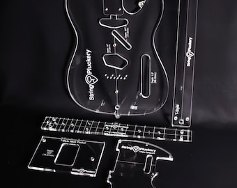 Telecaster Complete Routing Template System - Full Tele Guitar Build Router Guides - 3/8 inch Cast Acrylic