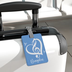 Etiqueta de música de equipaje personalizada, tarjeta de lugar personalizada, etiqueta de regalo personalizada, regalo de música, regalo para viaje, regalo de viaje