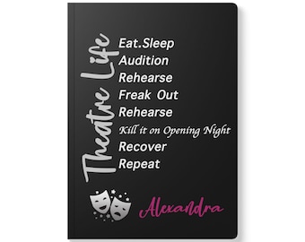 Diario de vida teatral personalizado, regalos de teatro, regalo para amantes de Broadway para director de teatro, actor, actriz, artistas, noche de estreno