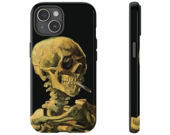 Vincent Van Gogh skeleton painting tough phone case, iPhone Van Gogh cell case, Galaxy skull cell cover, dark academia cases, art lover gift