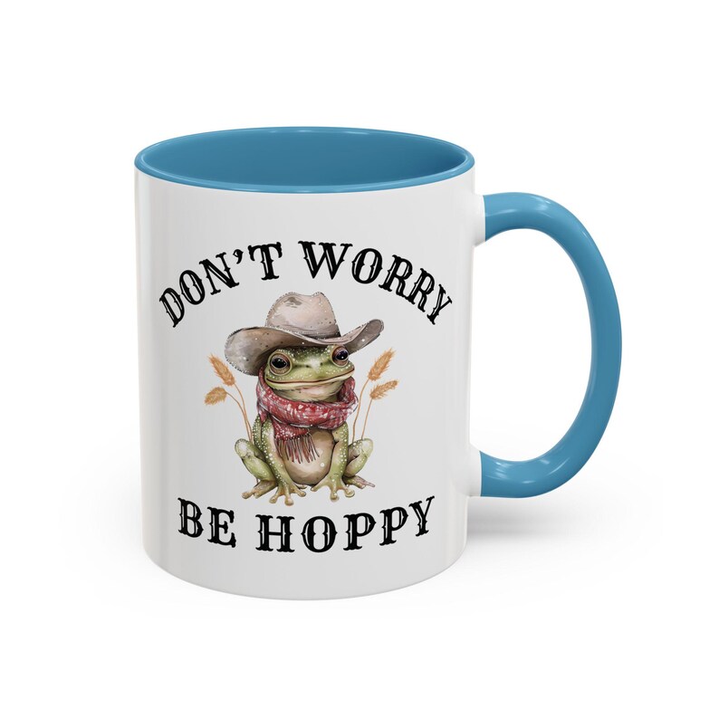Western Frog Ceramic Mug Dont Worry Be Hoppy Tea Cup 90s Country Animal