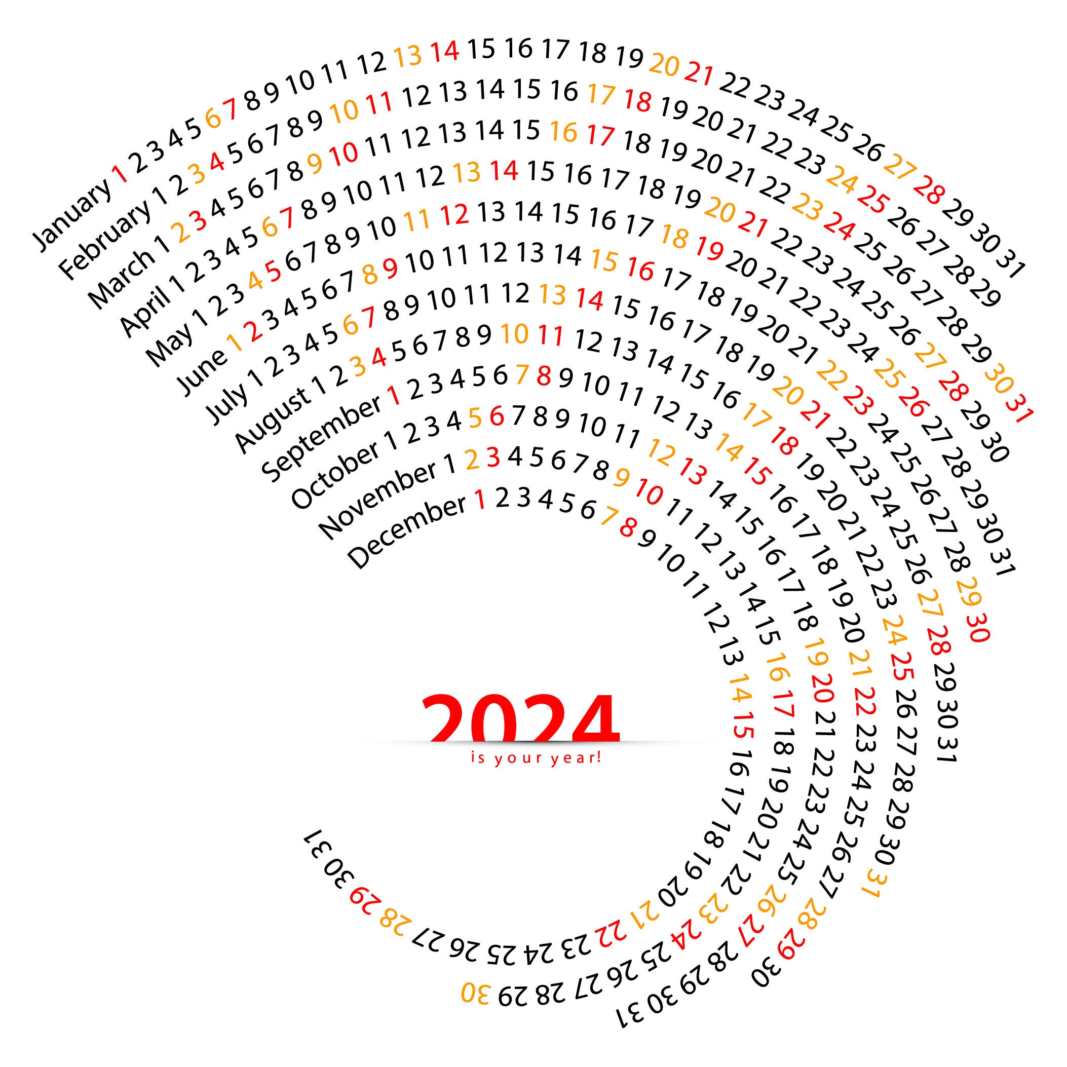 2024 Printable Calendar Swirl Design 2024 Wall Calendar 2024 Calendar PNG  SVG PDF Eps ai Vector Files 2024 Calendar Template 