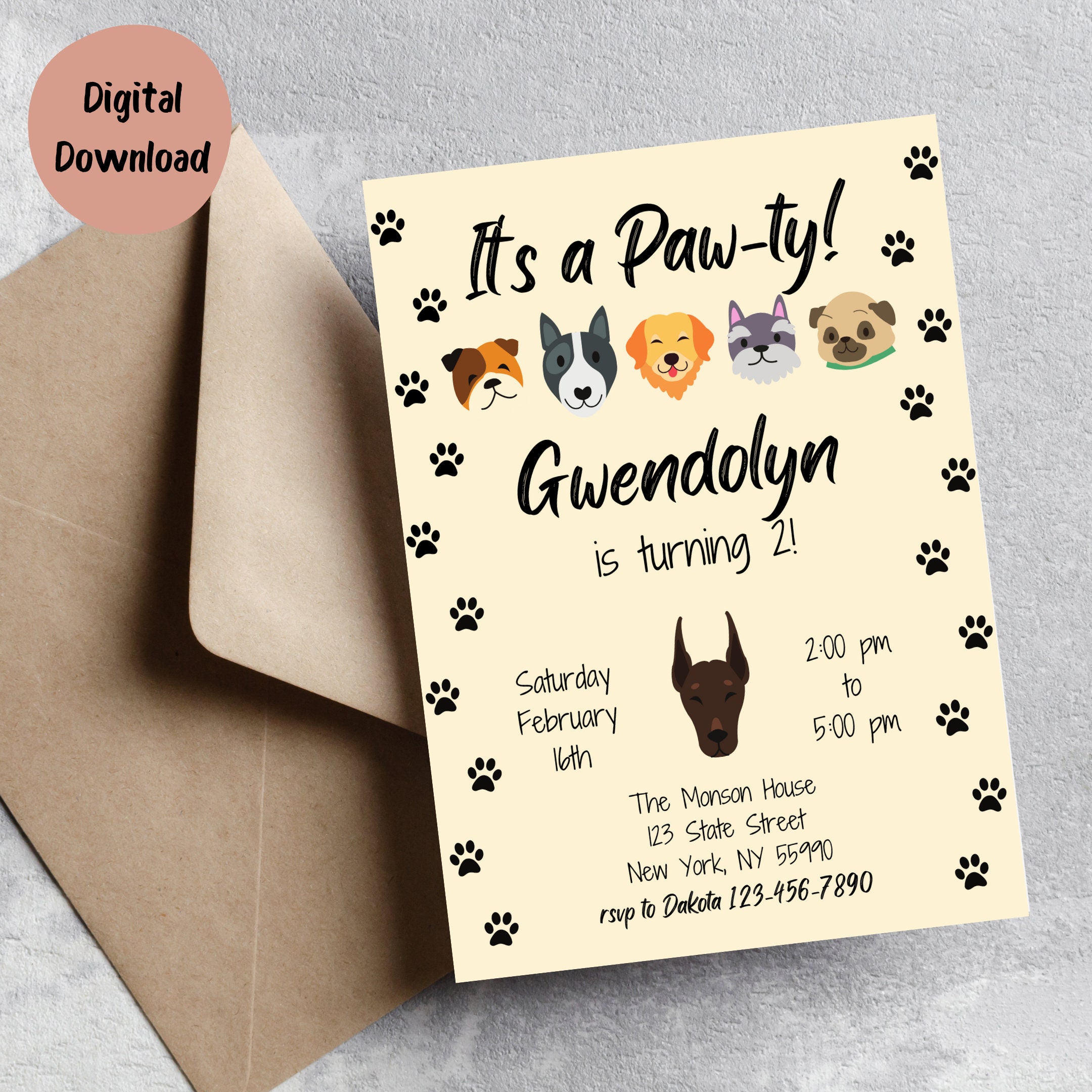 Puppy Birthday Party Printable Invitation EDITABLE - Etsy