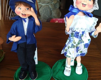 Annalee Boy and Girl set blue 8"