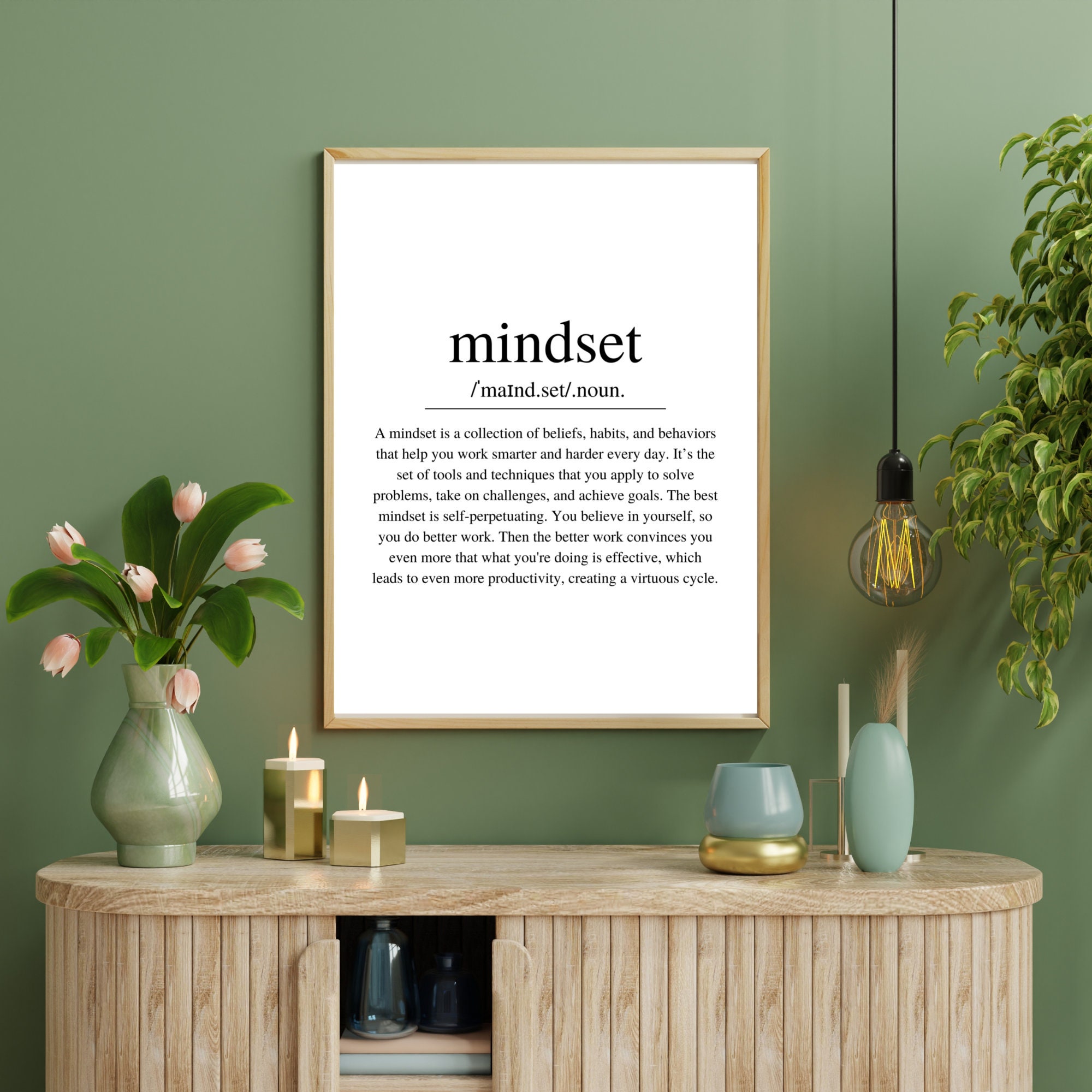 Mindset Definition Quote, Mindset Wall Art Printable, Printable Art, Digital Art Designed & Sold