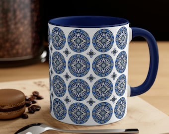 Italien Sizilien Tasse, italienische sizilianische blaue Majolika-Porzellanfliesen-Akzent-Kaffeetasse, Italien-Sizilien-Reisender, Italien-Sizilien-Andenkengeschenk, 11 Unze