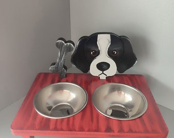 Handmade Wooden Raised Dog Bowl Stand | Charles Spaniel Pet Feeder